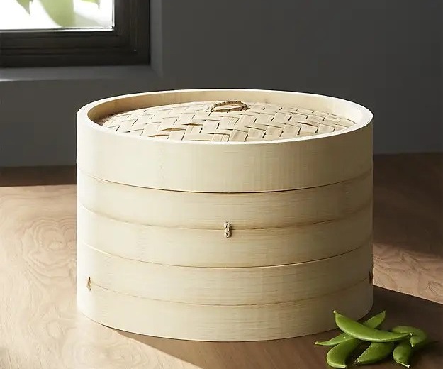 Picture of 2-Tier, 10” Portable Bamboo Steamed Bun Steamer