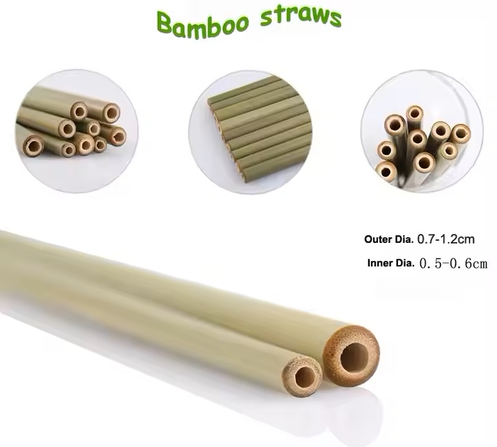 Details and dimensions of Ancheng disposable bamboo drink straws.