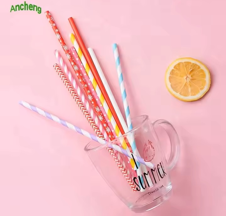 Colorful disposable paper straws bulk