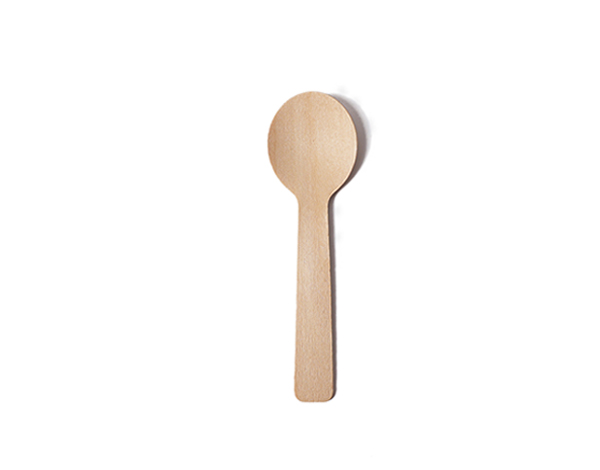 Disposable Wooden Round Teaspoon 4''