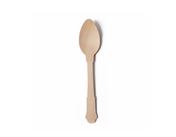 Disposable Wooden Teaspoon with Elegant Handle 4.7''