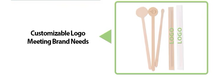 Customized logo on disposable coffee stirrers.