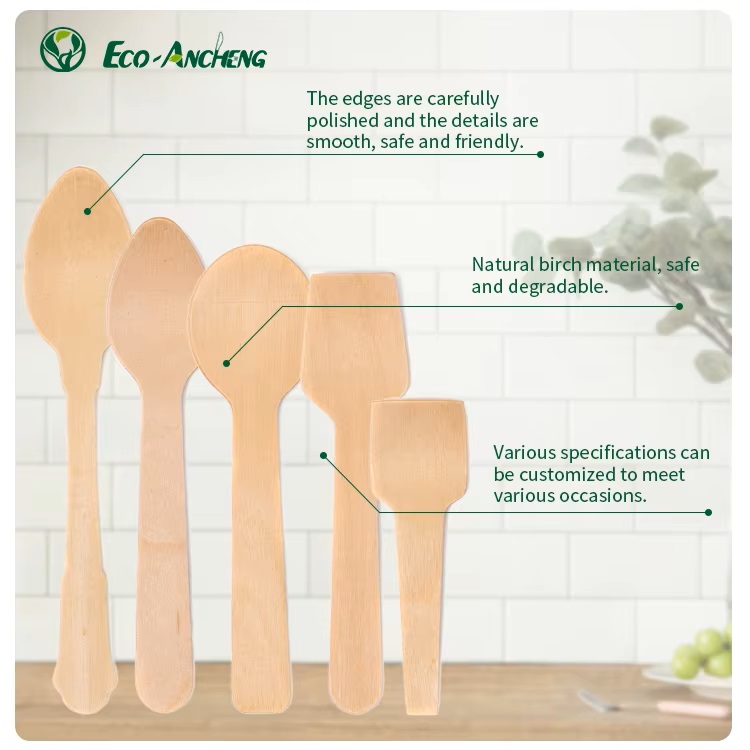 Ancheng's disposable birch spoon features.