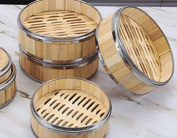 Bamboo Steamer with Steel Rings