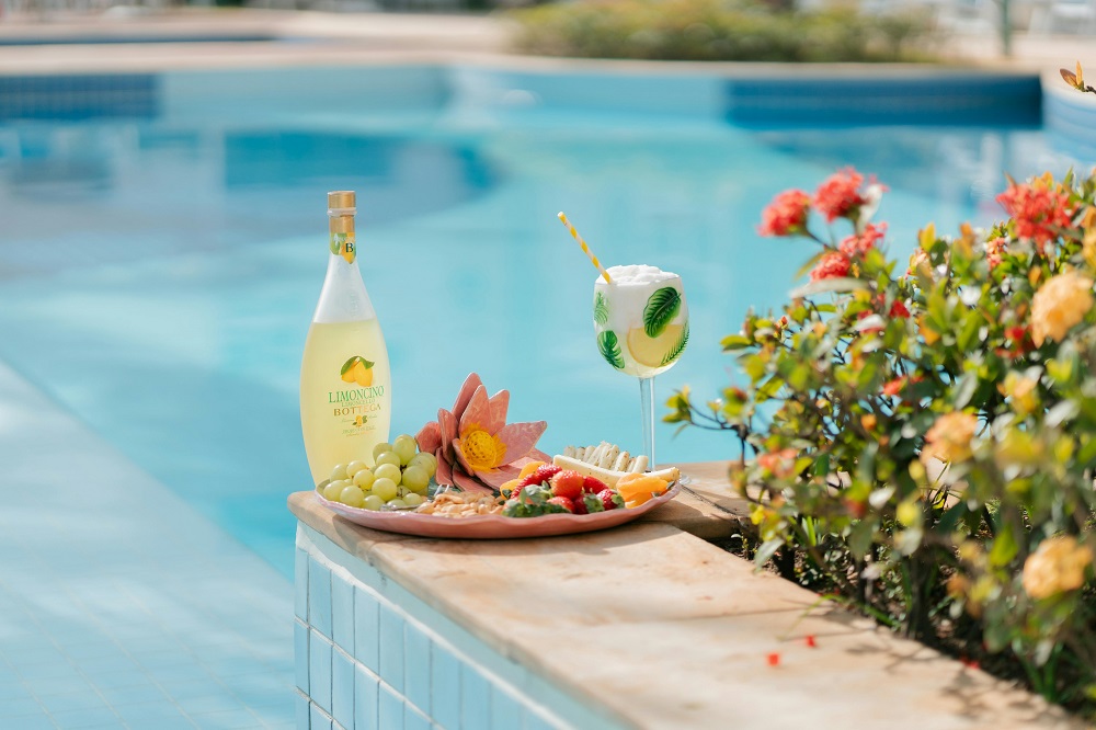 Hotel snacks and drinks with straws