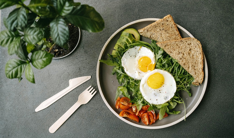 Disposable wooden tableware and dinner.