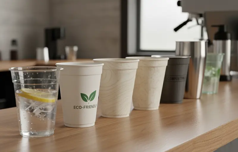 Coffee cups made from different materials.
