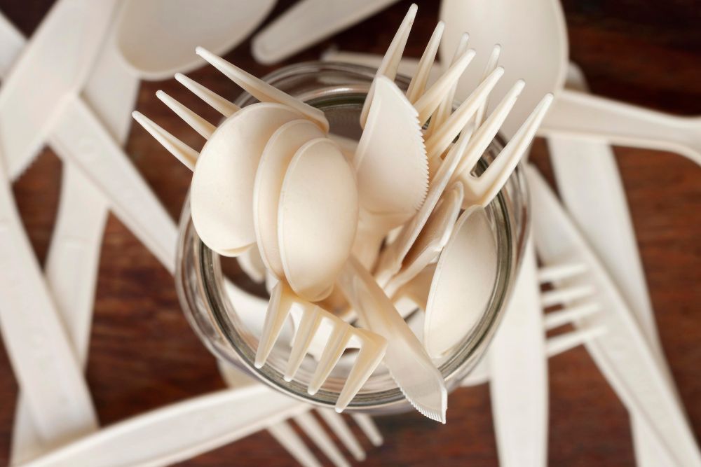 Plastic spoon and forks