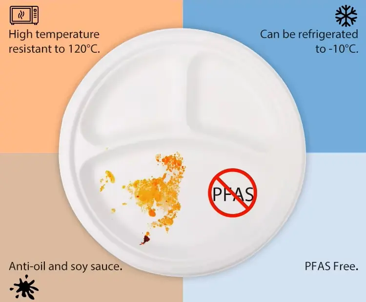 Performance characteristics of disposable sugarcane bagasse plates