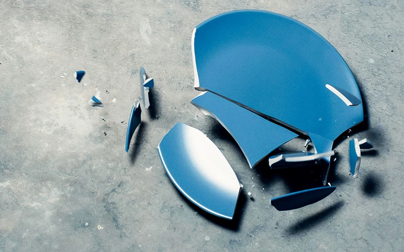 Broken Blue Ceramic Plate