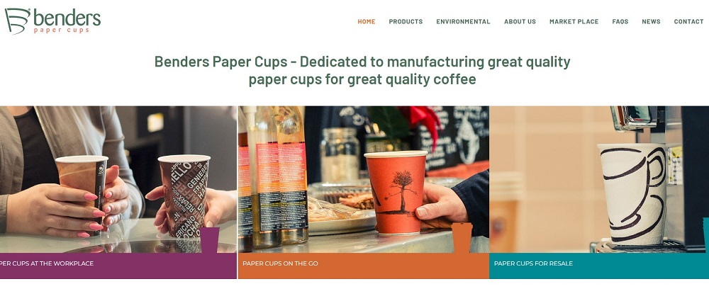 Benders Paper Cups homepage