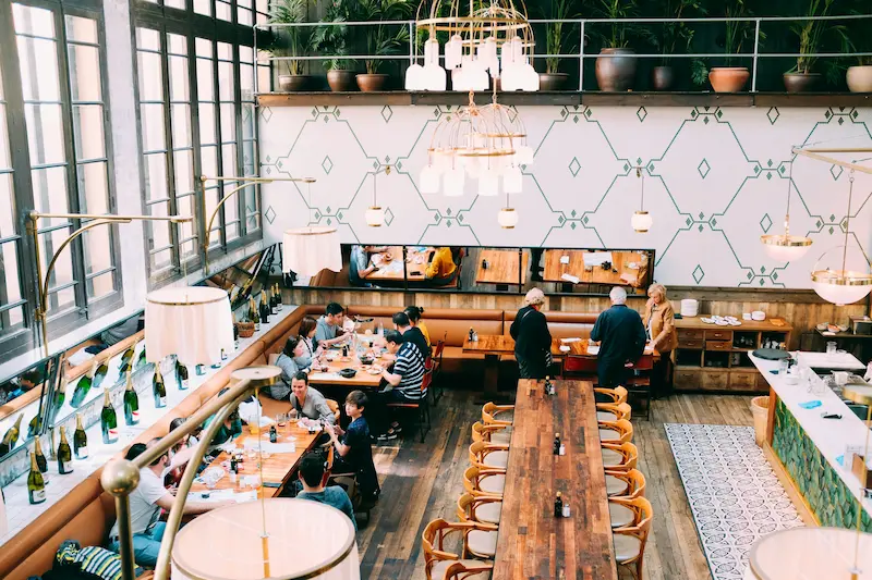 Customers dining at the restaurant