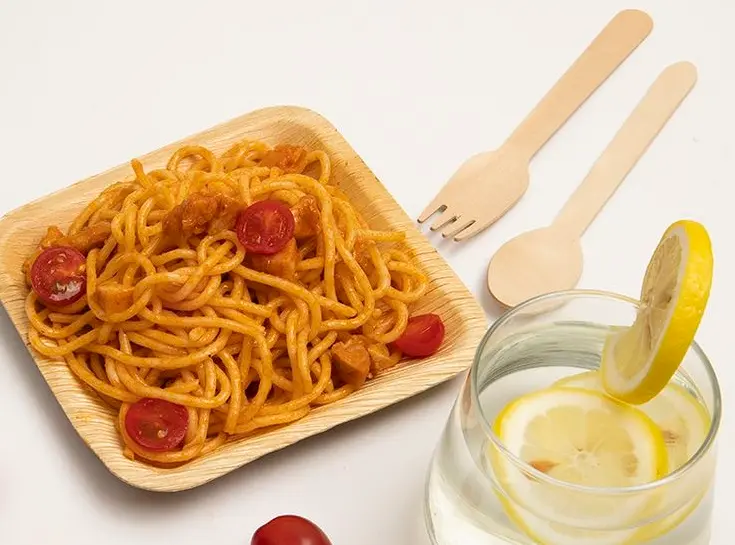 Compostable disposable wooden plates and utensils