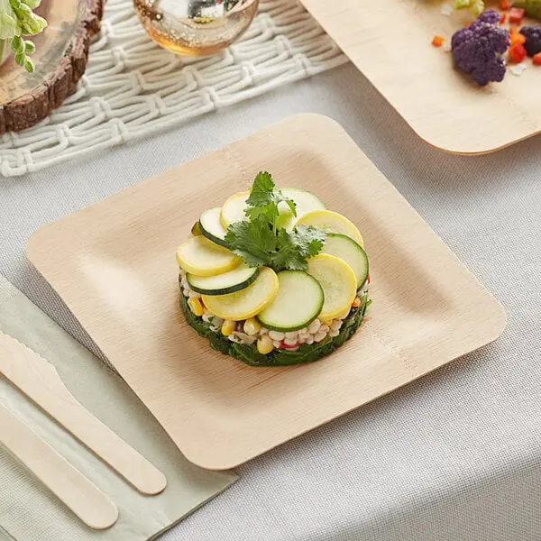 disposable bamboo plates and knives