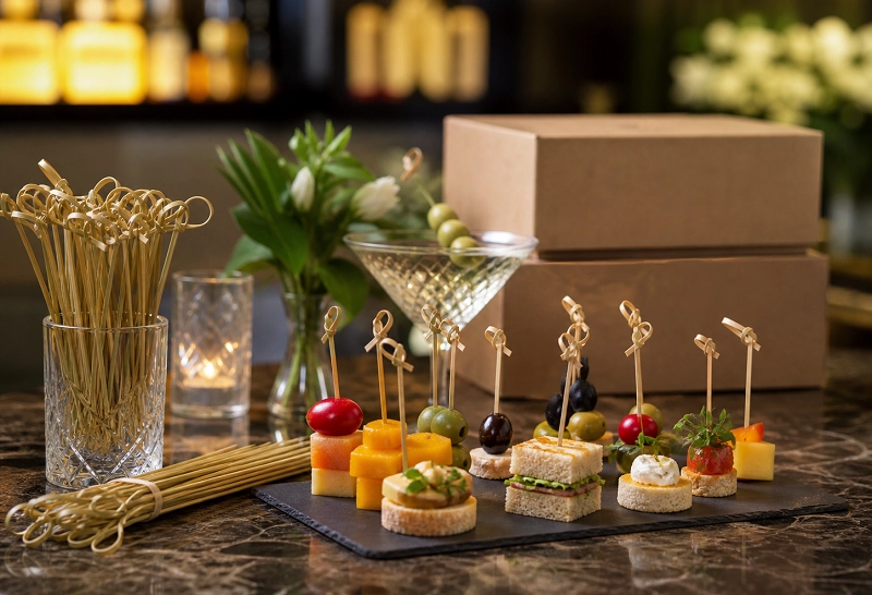 Bamboo food picks for cocktails and appetizers