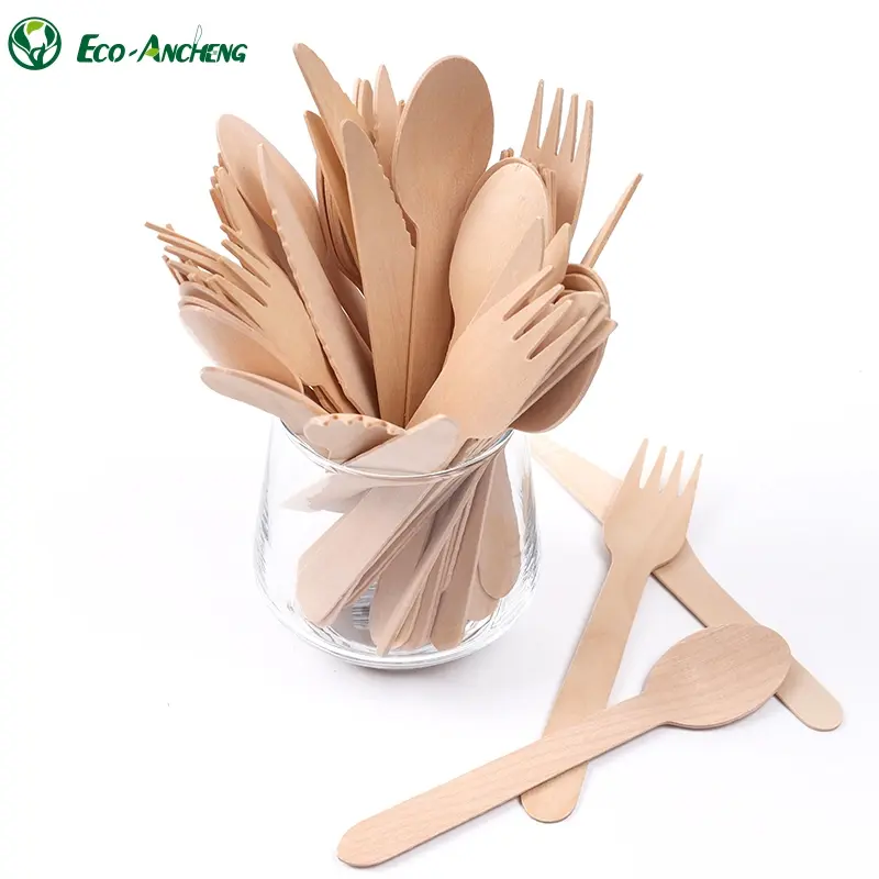 Birch Wood Disposable Cutlery Set