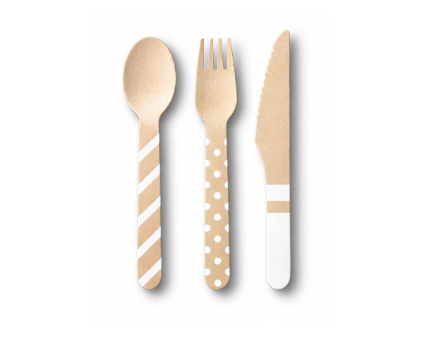 Reference images of custom wooden cutlery provided by supermarket clients