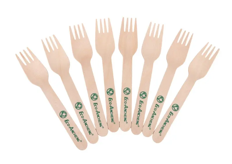 Custom wooden forks with branded logo