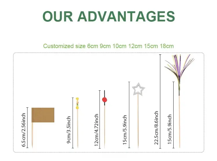 Custom-branded wooden disposable skewers