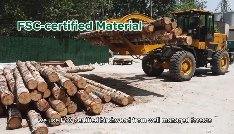 Disposable wooden cutlery is manufactured using FSC-certified raw materials.
