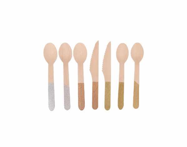 Gold Dipped Disposable Wooden Spoon